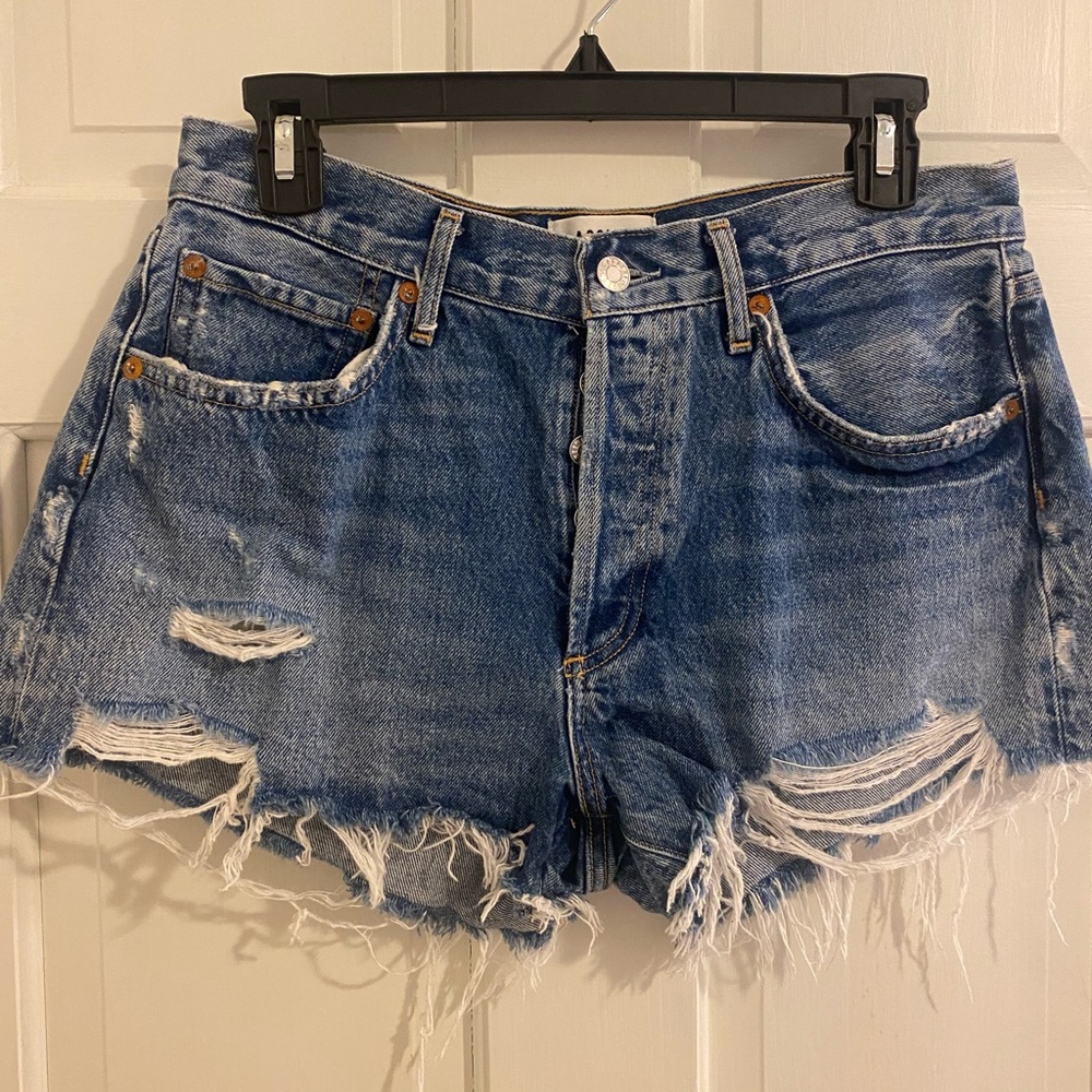 Agolde Blue Distressed Jean Shorts